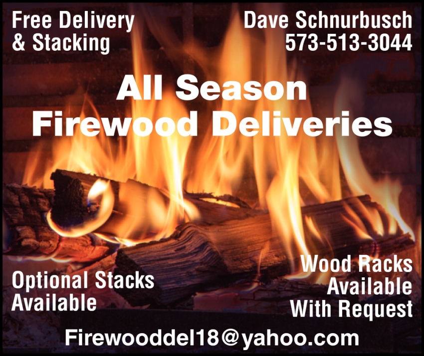 Free Delivery Stacking All Season Firewood Deliveries